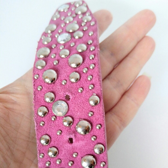 HOLY MOLY BELT!! Pink Studded-Silver & Rhinestones - Picture 4 of 5